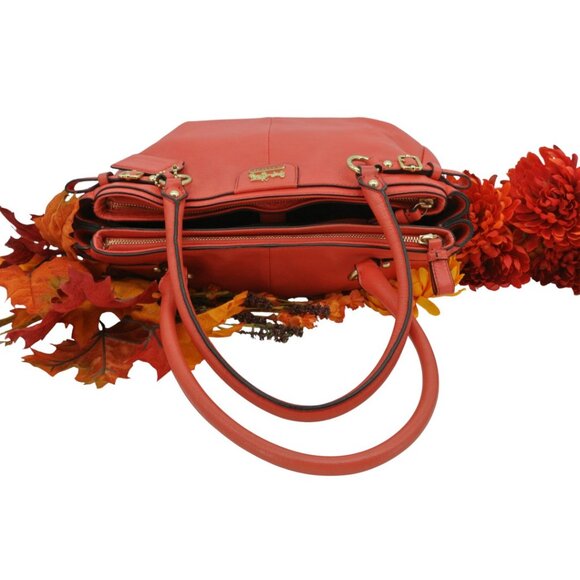 Coach Like New Coral/Red Leather Handbag Crossbody - Picture 8 of 11